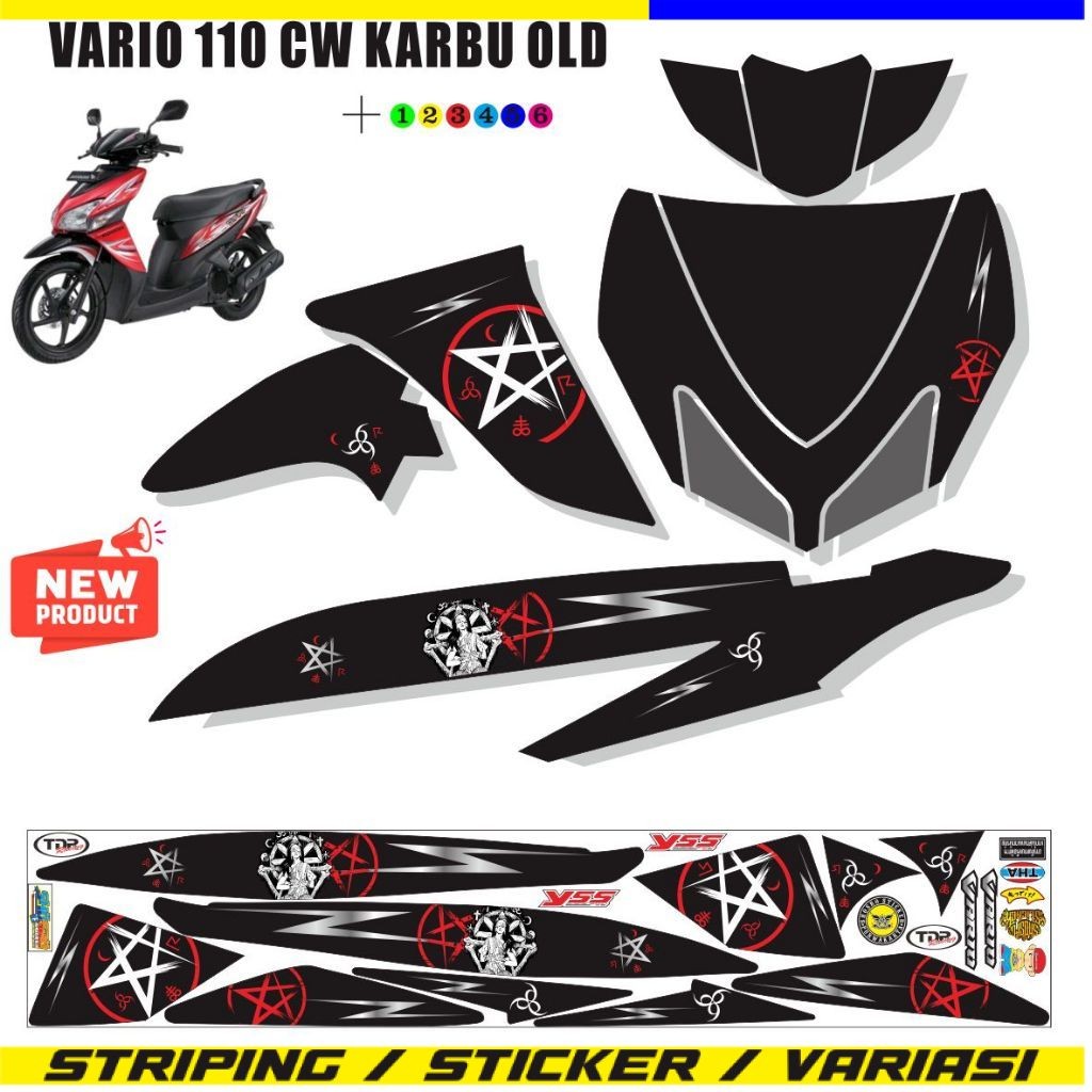 MOTIF VARIASI STIKER MOTOR VARIO CW OLD 110 VARIASI STRIPING VARIO LAMA 110