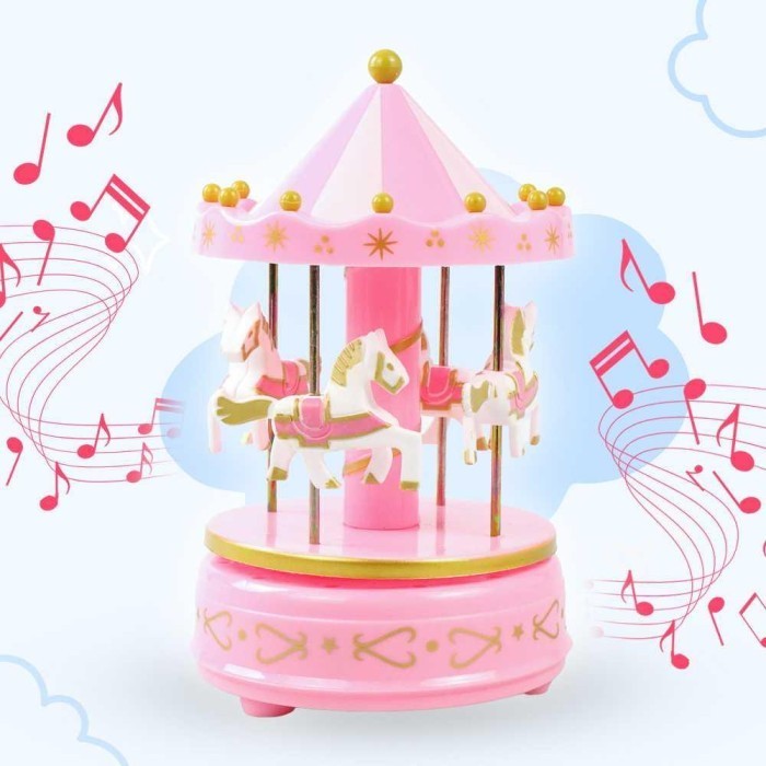 Hiasan Meja Kotak Musik Kuda Komedi Putar Mainan box music carousels
