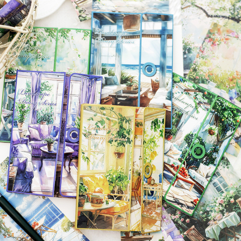

5 Styles, 30 Sheets Each, Window Side Daily Life Landscape Card Paper, DIY Handmade Decorative Material Paper