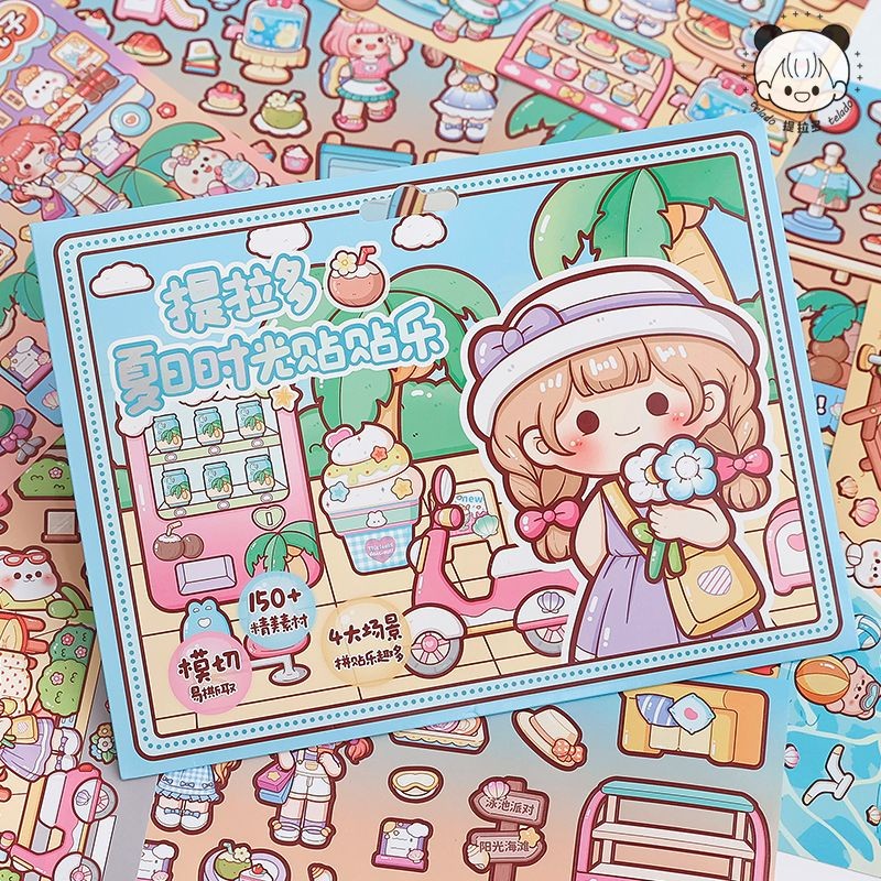 

Telado Summer Time Sticker Music Scene Handheld Account Sticker Girl Children's Quiet Book Handheld Account Sticker