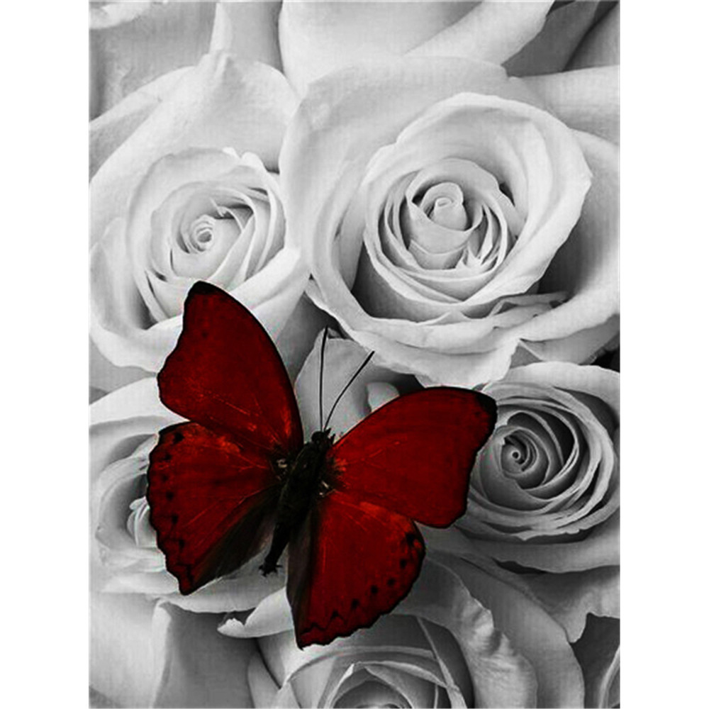 

Rose Flower Black And White DIY 11CT Cross Stitch Embroidery Kits Needlework Craft Set Printed Canvas Cotton Design