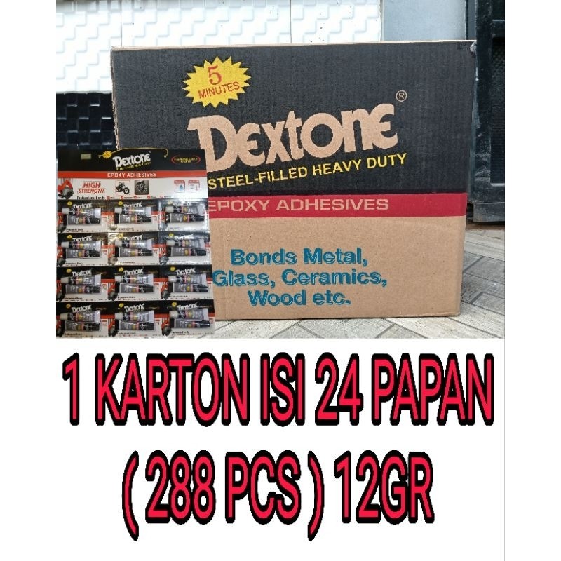 GROSIR PAKET USAHA 1 DUS  lem dextone 5 MENIT 12gr 1 Dus isi 24 PAPAN/LUSIN 288 PCS  lem besi lem be