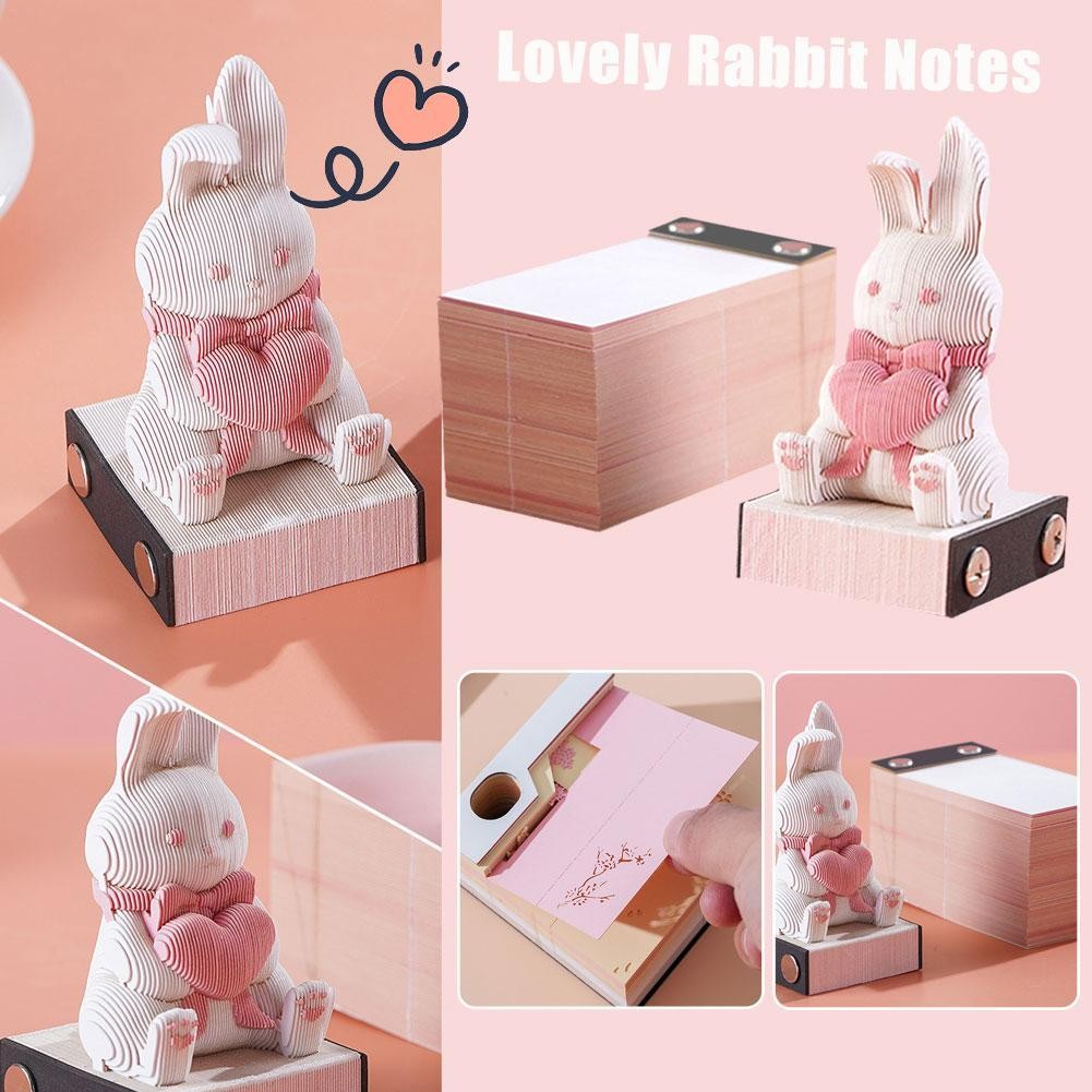 

Cute Rabbit 3D Memo Pad Notes Notepad Desk Calendar Birthday Gift For Girl Panda Paper Sculpture Art Decoration