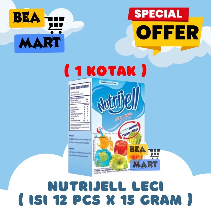 

Nutrijell Plain 1 Kotak Isi 12 Pcs x 15 gr | Agar Agar Tawar Tanpa Rasa Serbuk Jelly 15gr