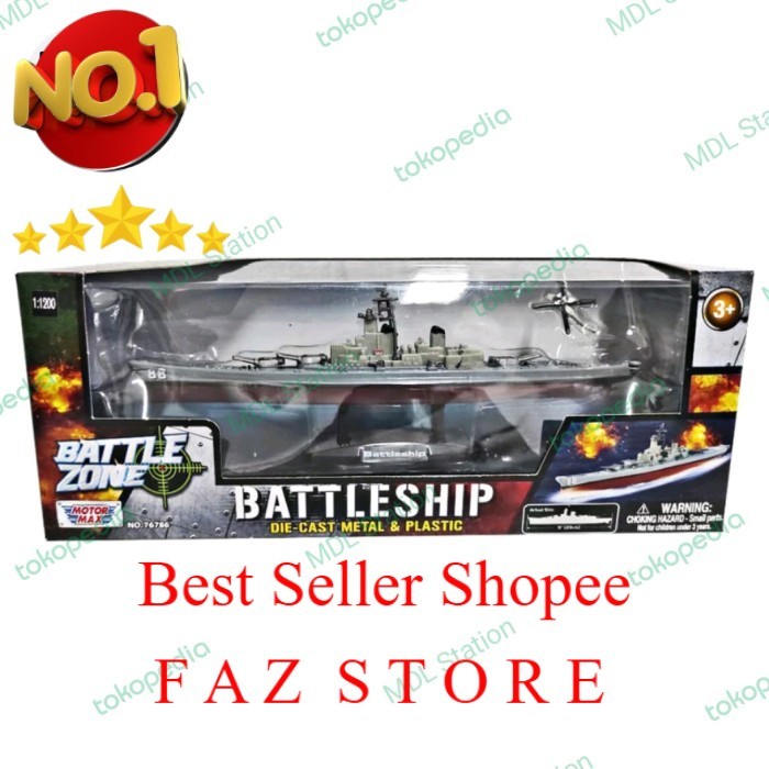 Motormax Battle Zone  BATTLESHIP Diecast Kapal 1:1200 TOY FAZ STORE