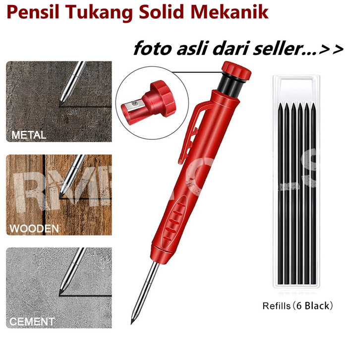 

Pensil Tukang Carpenter Pencil Refill Solid Rautan Otomatis Mekanik - Pensil+Refill