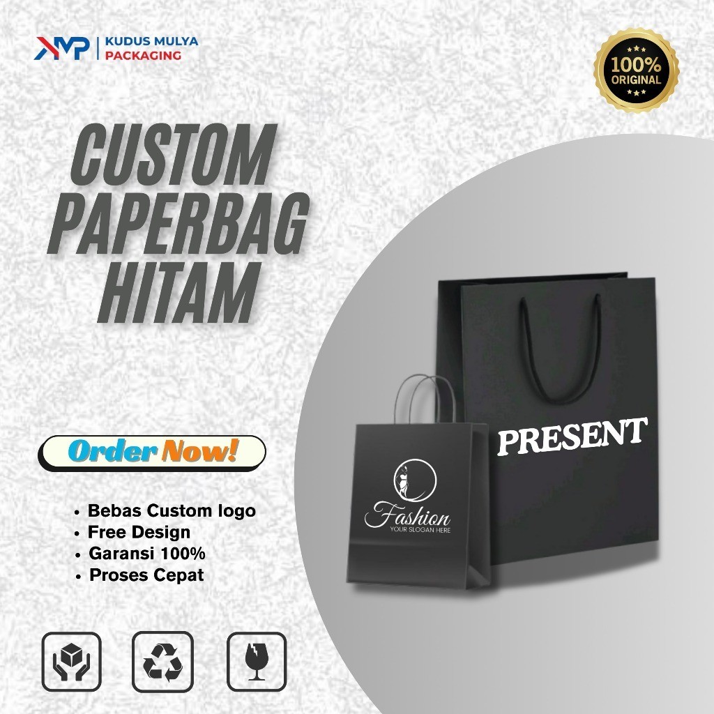PAPER BAG HITAM CUSTOM SABLON 25X30X10 / PAPERBAG HITAM SABLON / PAPER BAG PERNIKAHAN