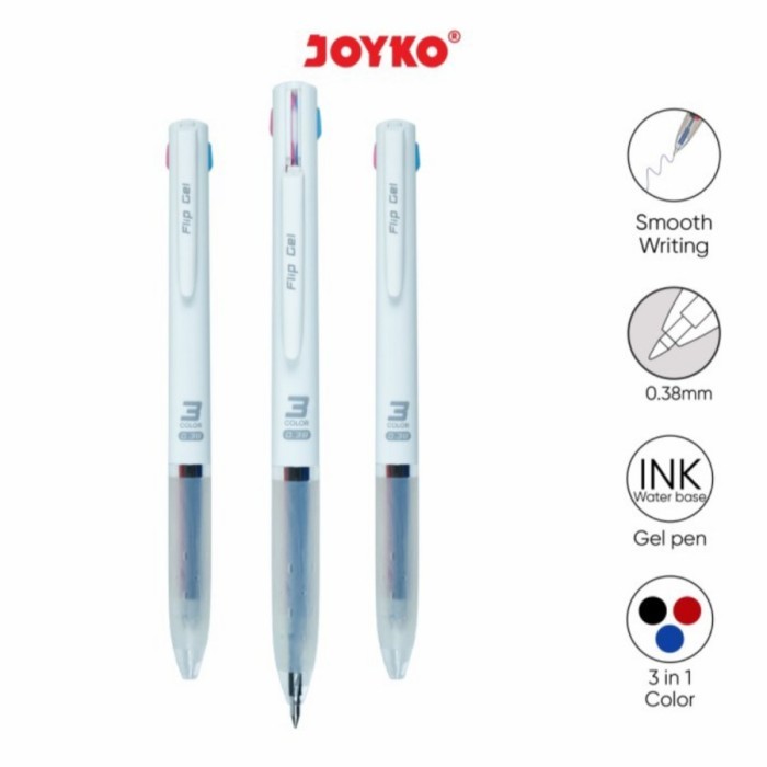 

Gel Pen Pulpen Pena Joyko GP-339 Flip Gel 3 in 1 Color Warna 0.38 mm