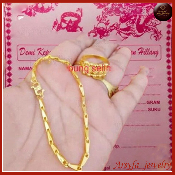 gelang padi free cincin terbuat dari koin asli,gelang berlapis emas 24karat (ada surat toko)