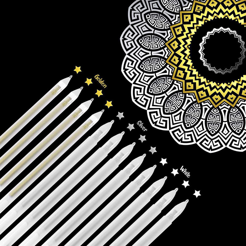 

White Marker Pens Permanent Art Marker Graffiti Metalic 0.8mm Gold Silver White Gel Pen Comic Design Sketch Drawing Art Supplies