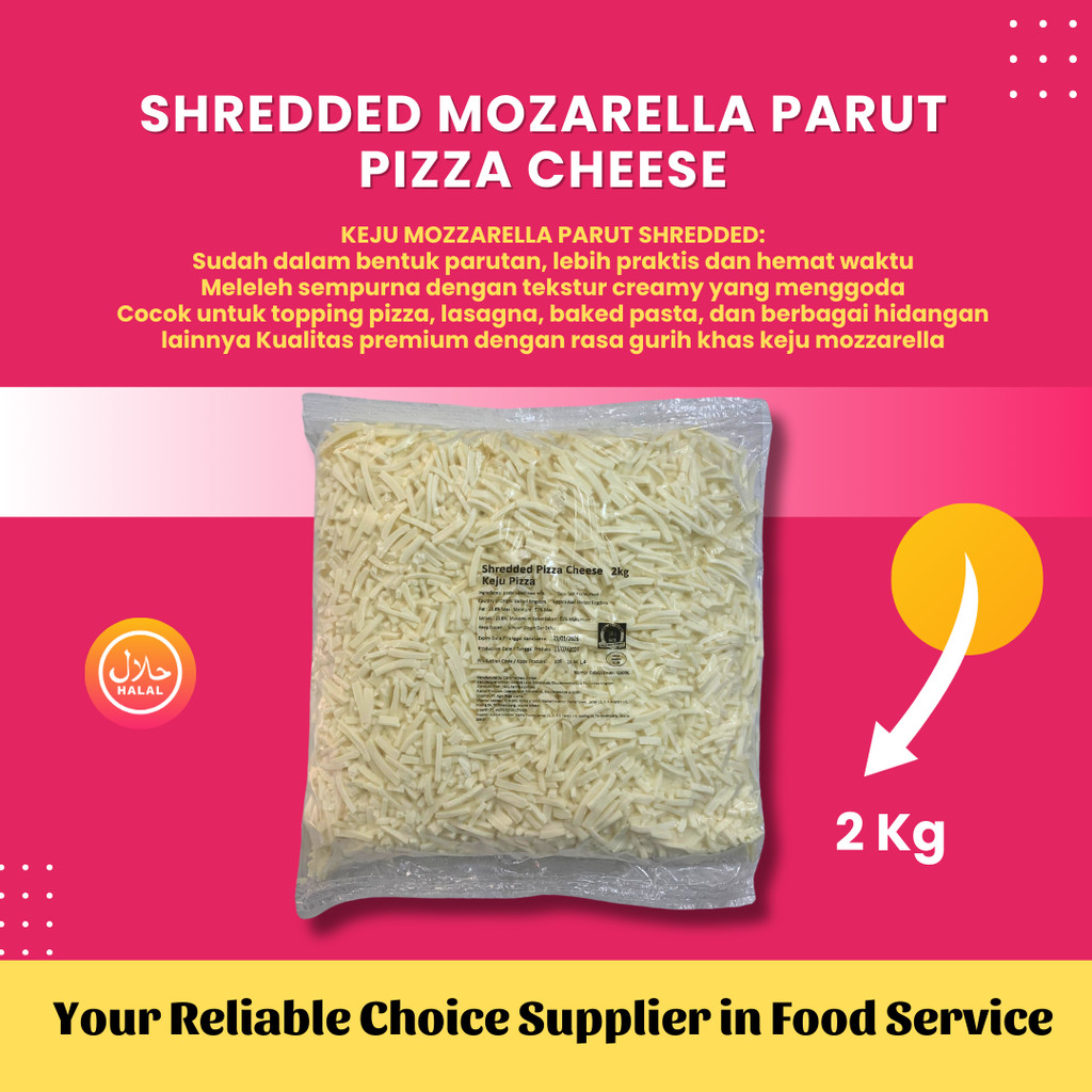 

Shredded Mozarella Parut Pizza Cheese 2 Kg, Mozzarella Pizza Topping