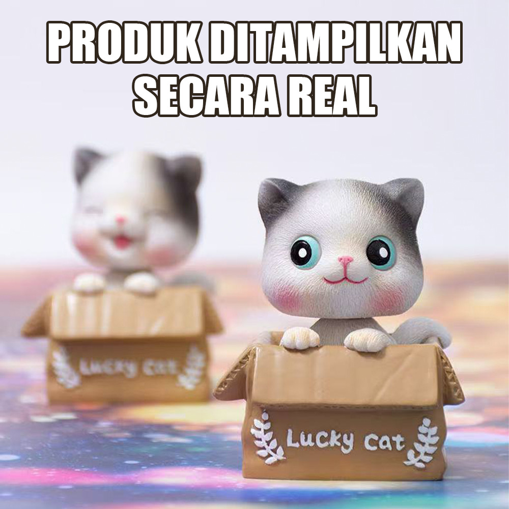 Hiasan Pajangan Dashboard Mobil Kucing Goyang - Ornamen Lucky Cat, Kepala Goyang Dekorasi Mobil