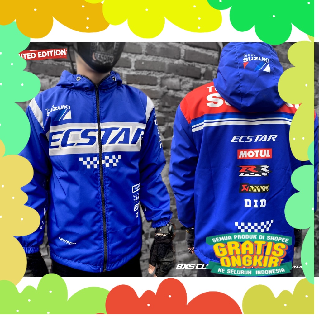(WATERPROOF) JAKET MOTOR TEAM SUZUKI FOR SUNMORI JAKET MOTOR  RACING TOURING LIVERY TEAM SUZUKI ECST
