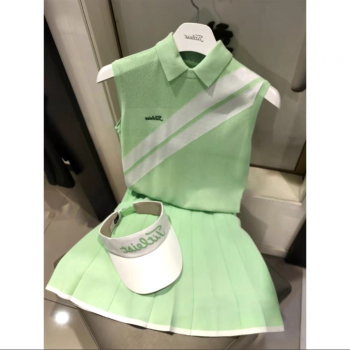 sleeveless knit polo ladies rok skort set golf tennis outfit set