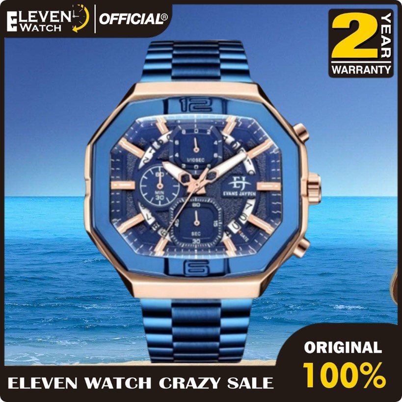 [Promo] Jam Tangan Pria Evans Jayden EJ9464 / EJ-9464 Chronograph Stainless Steel Strap Original Res