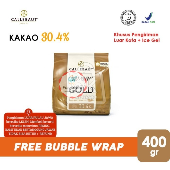 

Callebaut GOLD Caramel Chocolate Couverture Cokelat (Pack Asli 400gr) - FasyAnita Mart Denpasar