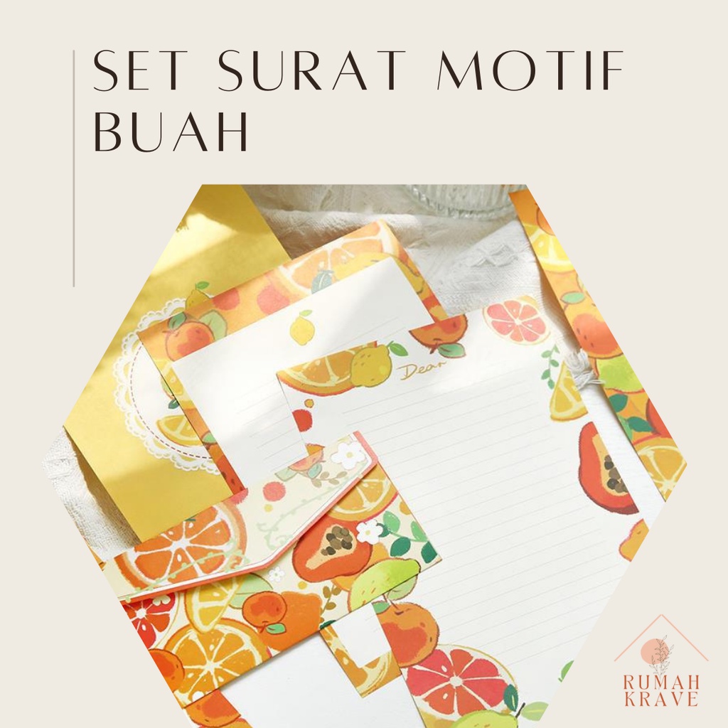 

RUMAH KRAVE - Set Surat Motif Buah Kertas dan Amplop Letter Envelope Fruit