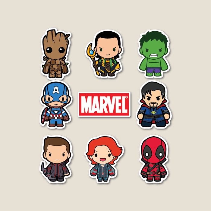 

STICKER PACK MARVEL CHIBI | STIKER TUMBLER LAPTOP | STICKER KOPER HELM