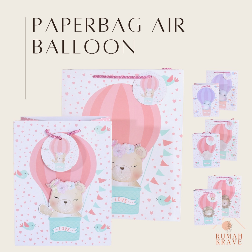 

RUMAH KRAVE - Paperbag Air Balloon Tas Kado Hadiah Anak Bayi Ultah