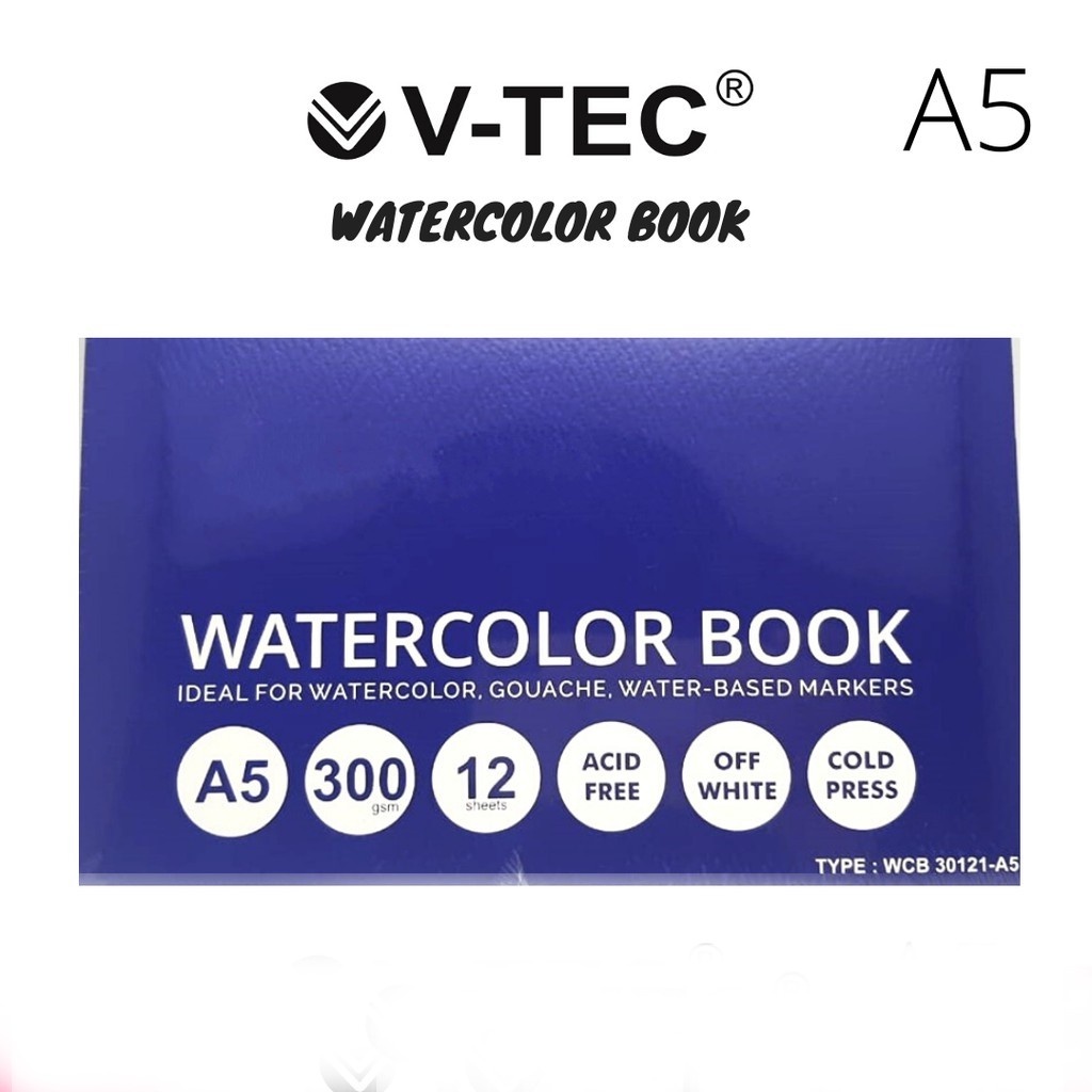 

Water Colour Book V-Tec Ukuran A5 WCB - 30121 Sketchbook Water Colour Vtec 300 Gram isi 12 Sheet – SHSNP