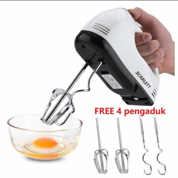 Hand Mixer Scarlett, Pengaduk Adonan 7 Kecepatan Otomatis