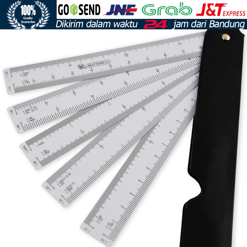 Alat Penggaris Skala Arsitektur / Penggaris Skala Grafis Arsitektur Bentuk Kipas Multi Rasio / Fan S