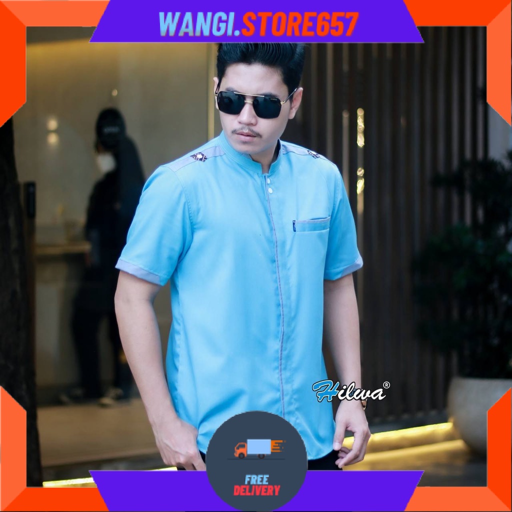 BAJU MUSLIM PRIA LAKI" BAPAK" BIGSIZE MOTIF BARU POLOS WARNA / HILWA COLLECTION Kemeja Baju Koko Pri