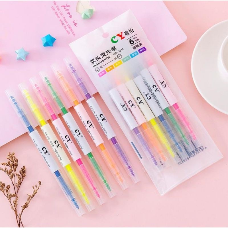 

Stabilo Highlighter Colorful 2 Sisi / Perlengkapan Alat Tulis Kantor Sekolah Anak Spidol Panjang Multicolor Untuk Mewarnai Penanda Kalimat Penting ATK Set Pulpen Warna Coloring (1 Pack Isi 6pcs) [MF]