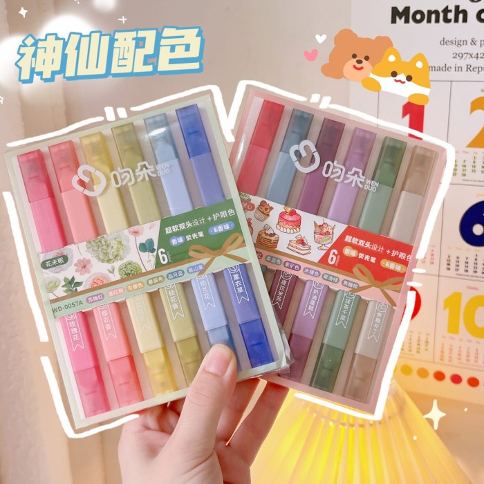 

Spidol Marker Besar 6 Warna Pastel Cantik Highlighter - CY-505