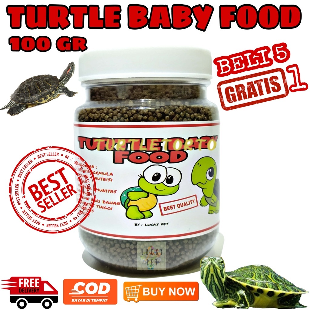 TERMURAH Makanan pakan pelet bayi anak kura kura air brazil baby turtle kecil hijau dada merah Turtl