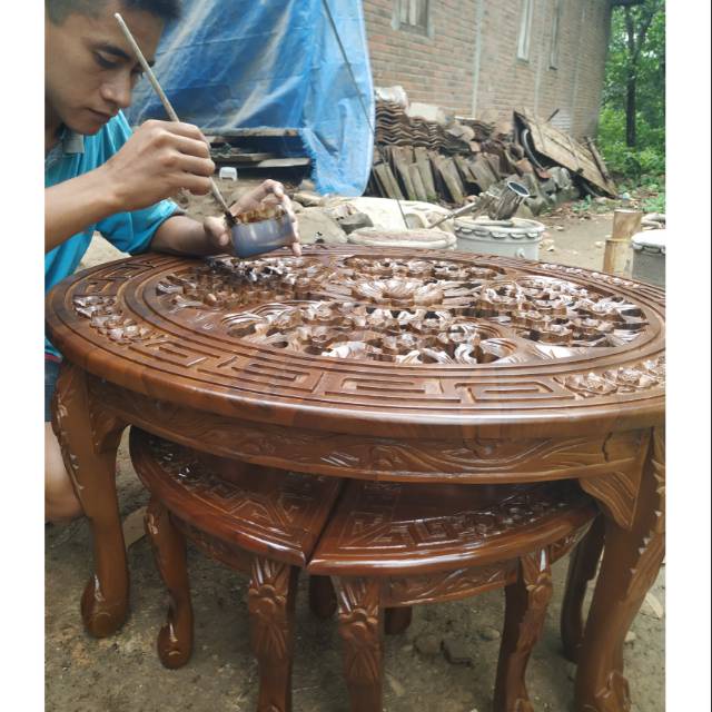 round table oshin meja set oshin