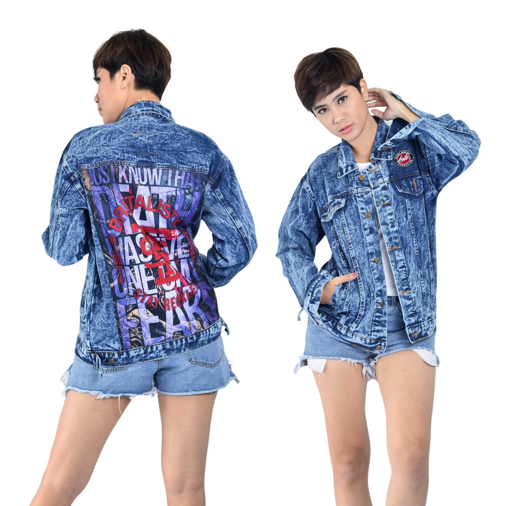 Jaket Jeans Pria Denim Jacket Full Printing Motif DEATH WASNEVER