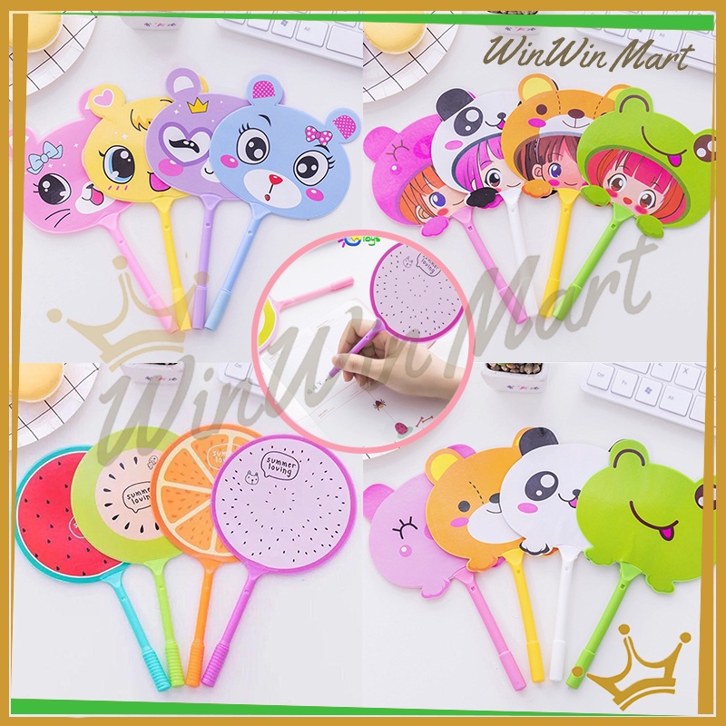 

Pena Pulpen Gel Kipas/Pulpen Kipas Karakter Lucu Souvenir/Pena Kipas Animal & Buah