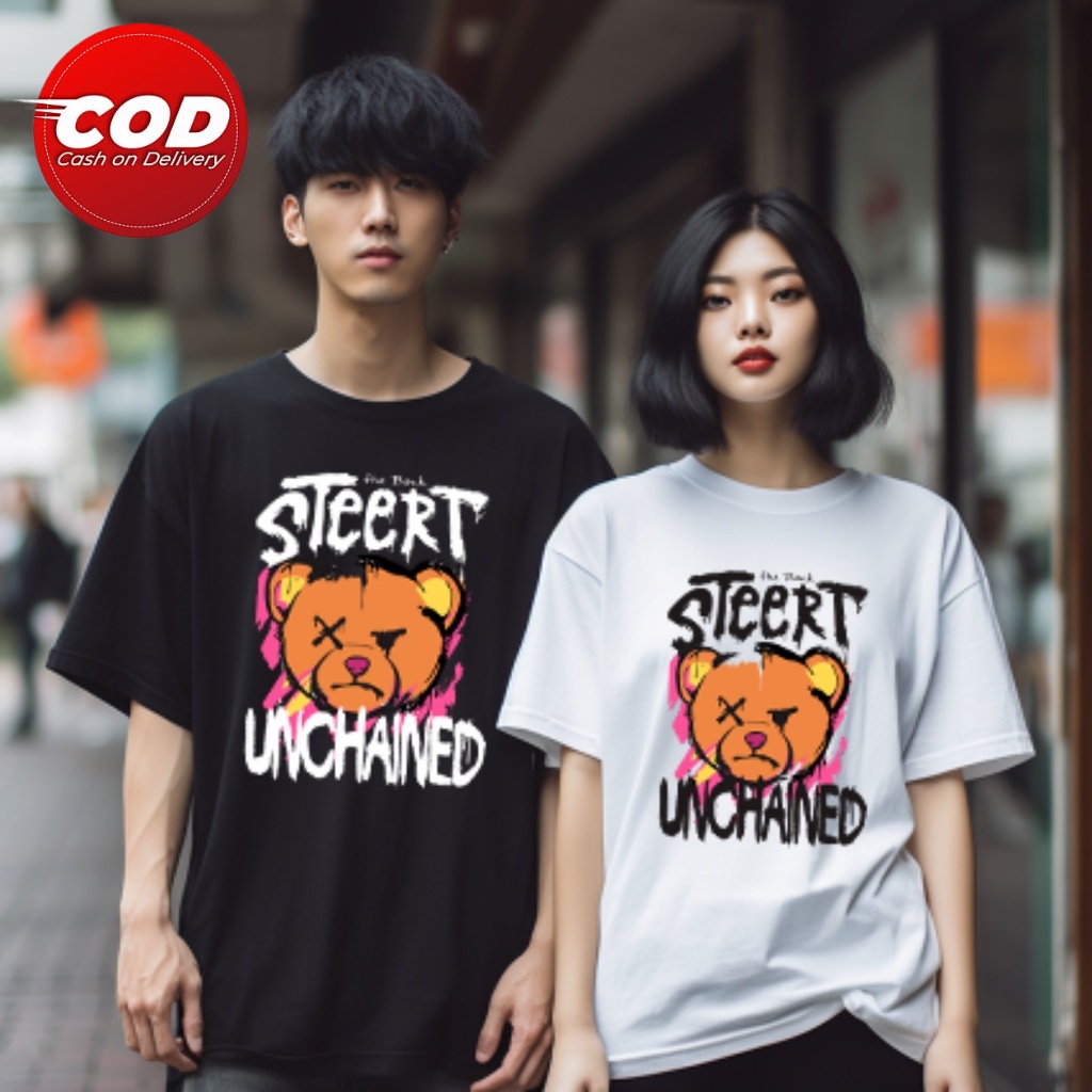 ( PROMO COD ) Kaos Distro Keren / Kaos Oblong / Kaos Beruang Street / Kaos Motif STREET BEAR UNCHAIN