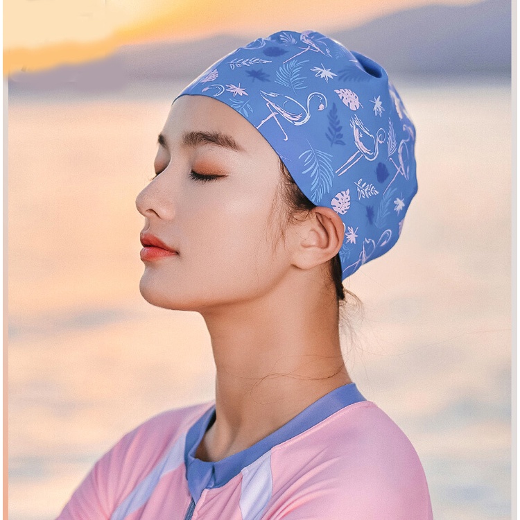 361 Degree Adult Swimming Caps With Fashion Nature Picture Soft Silicone