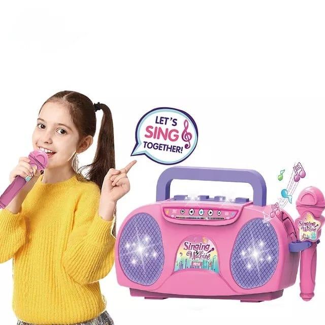 Tatajoy Mainan Anak Mic Karaoke Singing Machine Little Singer Karakter Singing Machine Microphone MIc Little Singer Motif Kitty Karaoke Lampu