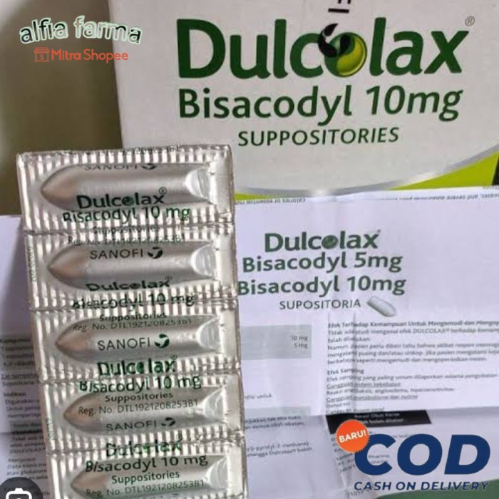ready Dulcolax Suppositoria Adult 10 mg (Harga 1 sup) originale
