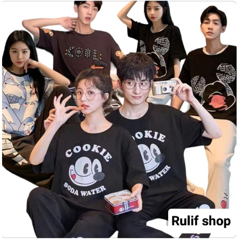 SETELAN PIYAMA SET BAJU TIDUR COUPLE FAMILY SET KELUARGA KEMBAR KATUN IMPORT CP PASANGAN LENGAN PANJ