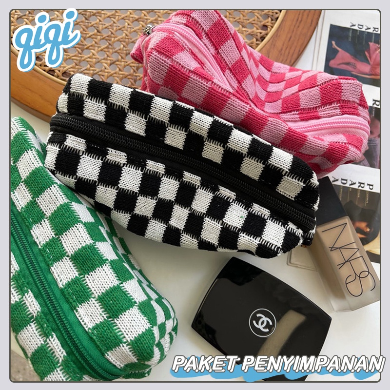 

kotak pensil case korea tas pensil /Paket penyimpanan/Tas Pensil Rajutan Mesh INS Kotak - Qiqi Treasure