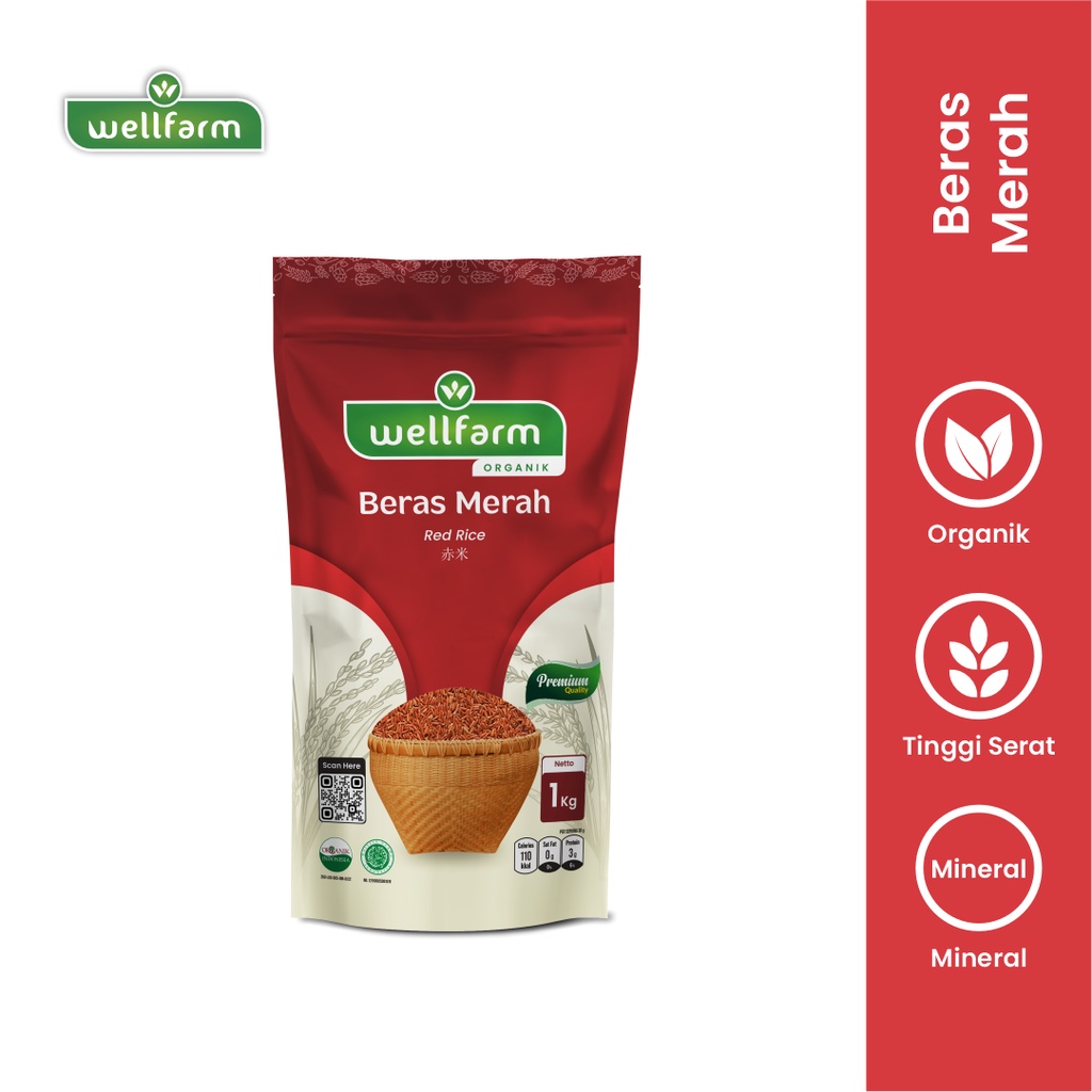

Beras Merah Organik 1Kg Kualitas Ekspor / Wellfarm Beras Merah Organik Wangi Pecah Kulit
