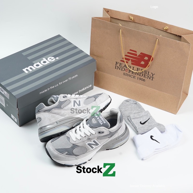 NB New Balance 993 Made in USA Marblehead Grey White Perfect Kicks Stock Z