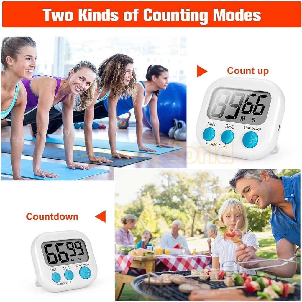 Digital Kitchen Timer & Stopwatch Cute / Digital Timer Kitchen / Alarm Dapur Masak Clock Stopwatch
