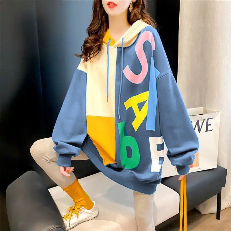 SWEATER HOODIE WANITA / LETTERS COMBIE SWEATER HOODIE WANITA KOREAN STYLE