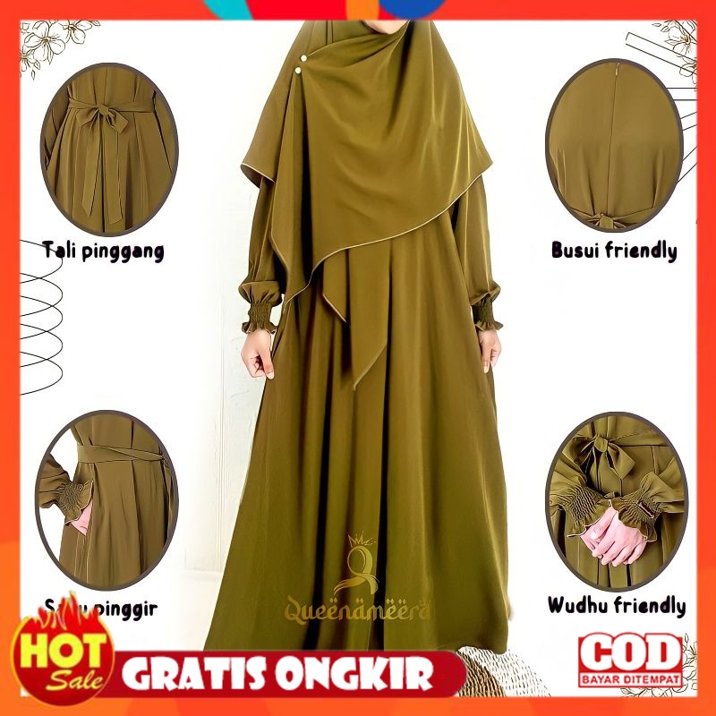KAIN ADEM HALUS TEBAL / ABAYA QUEEN terbaru set Hijab Segi empat Syar'i 130×130 bahan Wolfis Grade A