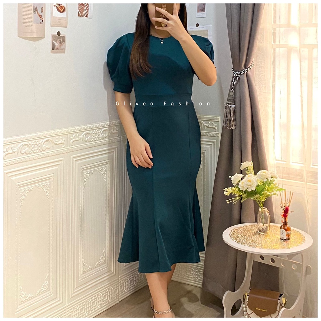 GLIVEO (COD) - MONICA DRESS SCUBA PREMIUM / DRESS DUYUNG WANITA TERBARU / DRESS PESTA WANITA / GAUN 