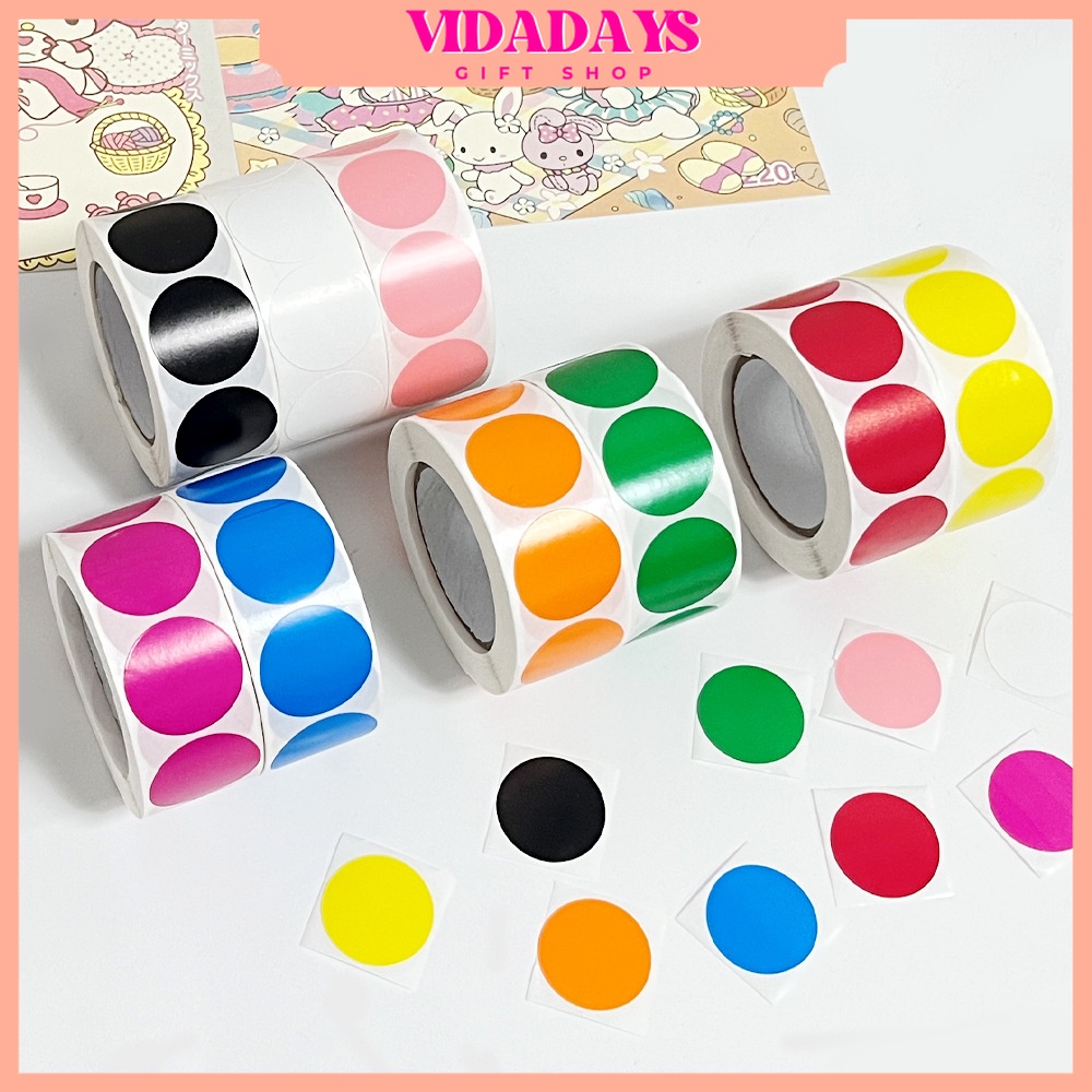 

VIDADAYS STICKER BULAT ISI 500PCS WARNA PER GULUNG / STIKER ROLL
