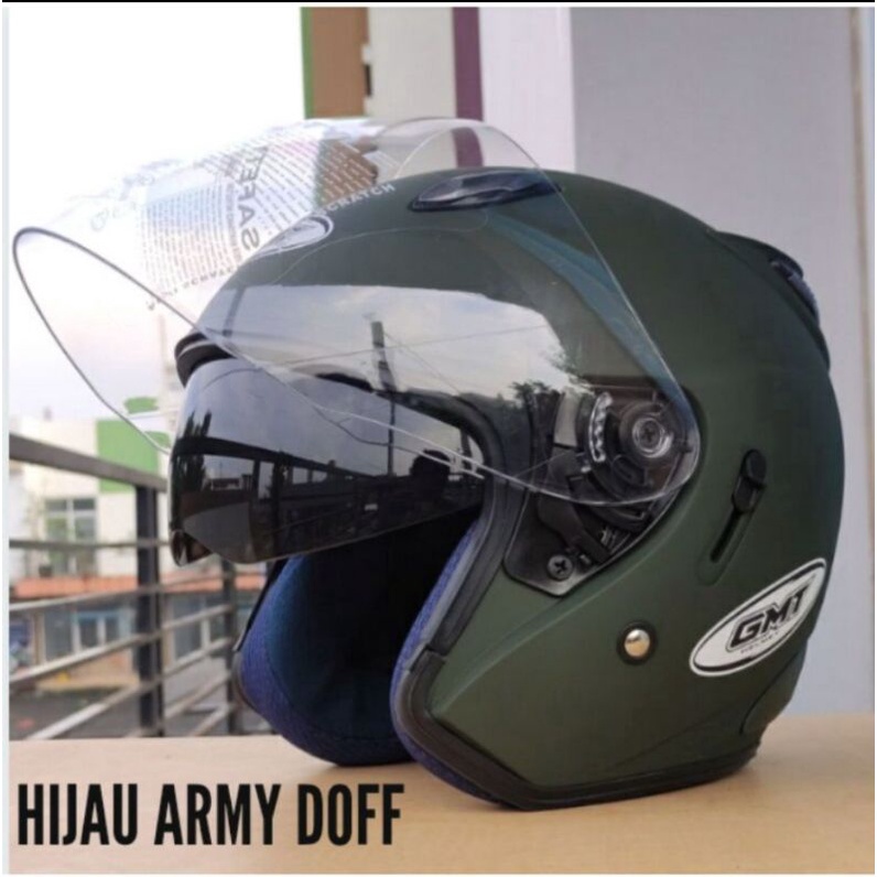 Helm Gmt Original Helm Sepeda Motor Half Face Double Visor Gmt Pria Wanita Sni