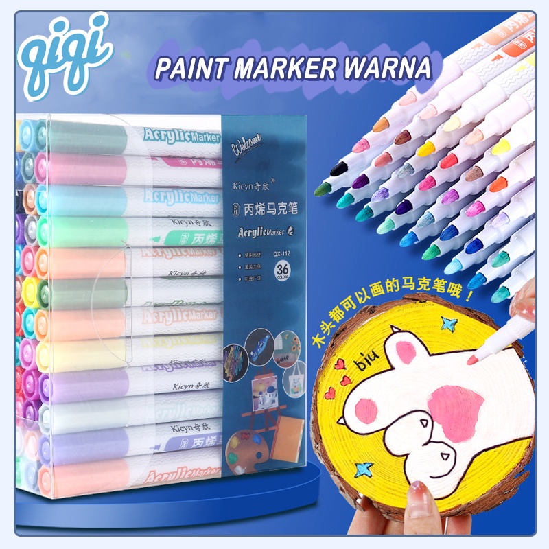 

PAINT MARKER WARNA WARNI/Acrylic Marker/Spidol akrilik/Kuas kuas kuas tahan air dan pena cat air yang tidak dihidupkan - Qiqi Treasure
