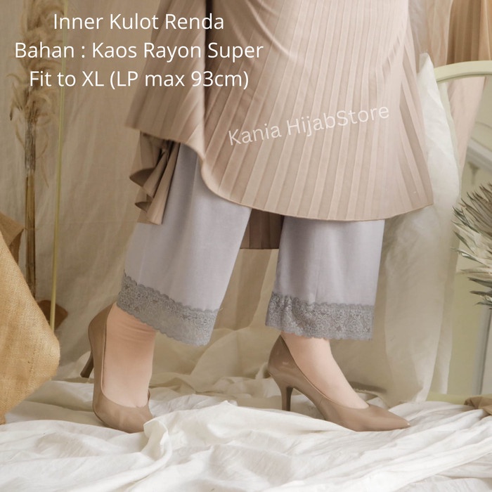 best -Celana kulot inner renda daleman gamis daleman rok bahan kaos premium - Polos Hitam