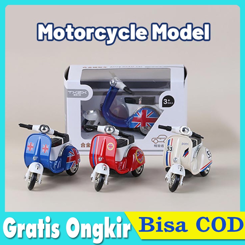 Mainan Sepeda Motor Diecast Mini Bike Roda Tiga Bisa Untuk Hadiah Kado Anak